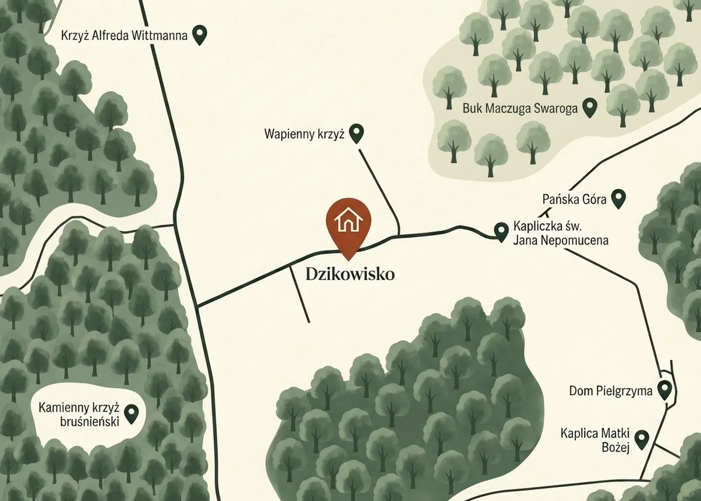 Mapa z lokalizacją Dzikowiska